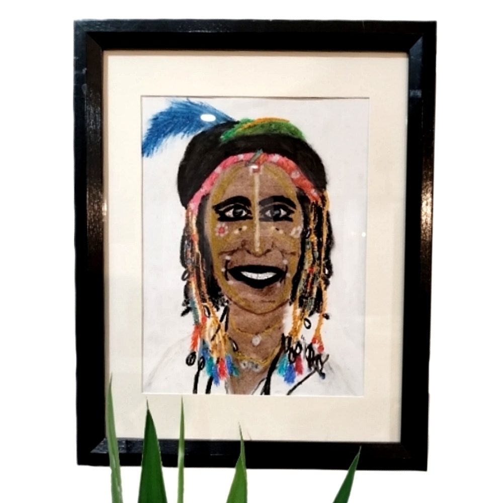 Lauren Kennedy Folk Art Portrait of Fulani Man | Acrylic & Pastel
